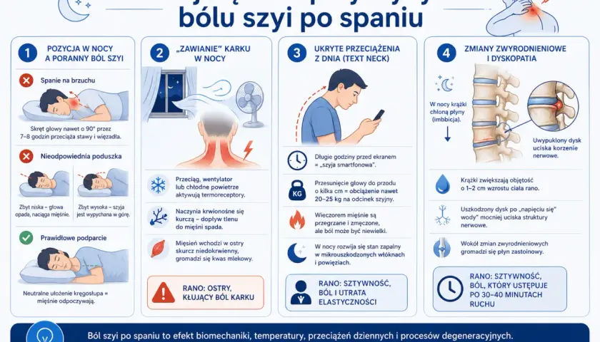 Domowe sposoby na ból szyi i karku: zła pozycja, przeciągi, „szyja smartfonowa” i zmiany zwyrodnieniowe.